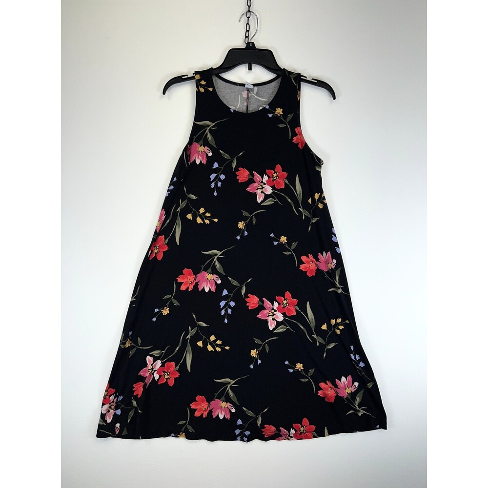 Old Navy Dress Women’s Medium Black Floral Sleeveless 100% Rayon